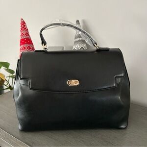New Cavalli Class Elegant Black Leather Handbag